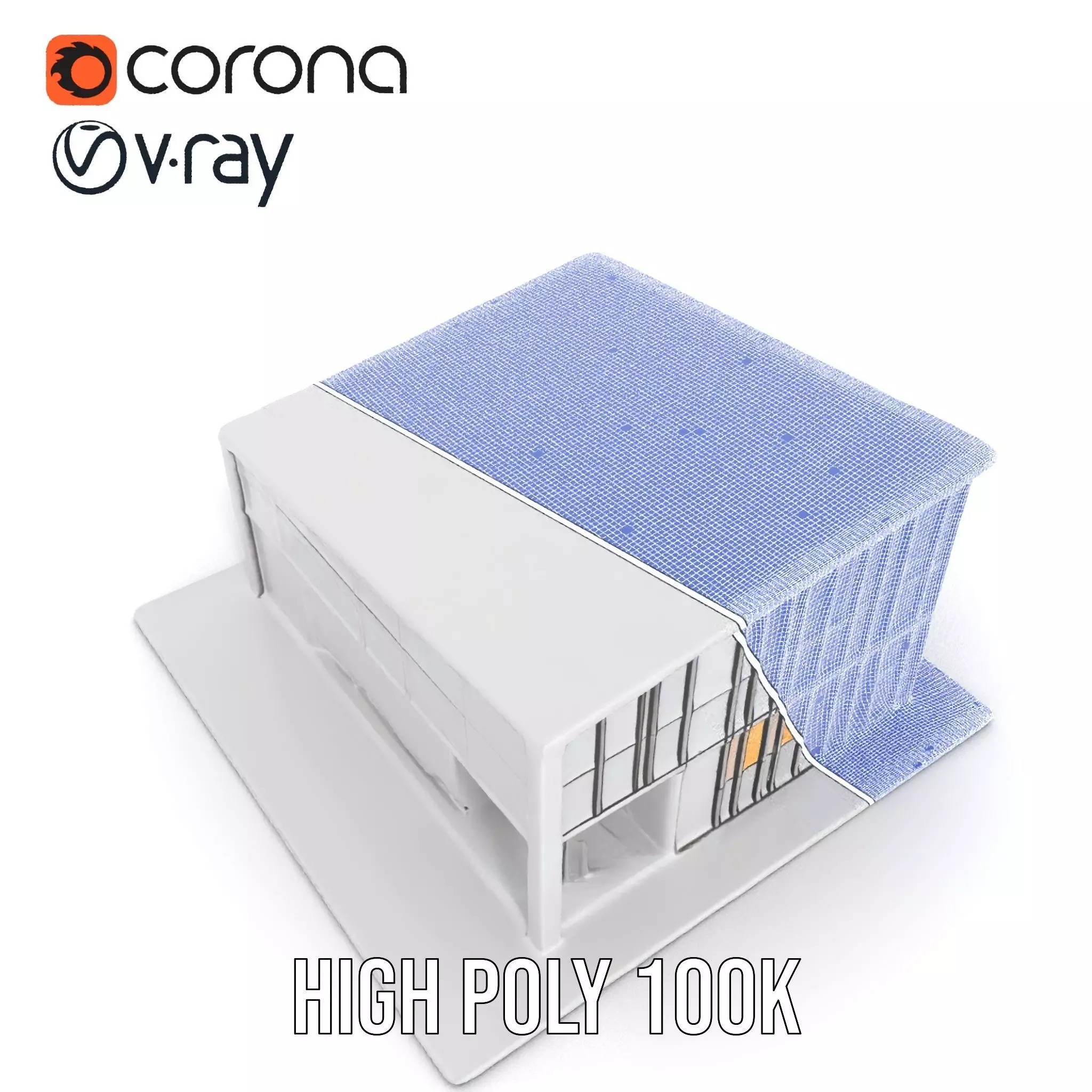 Contemporary Glass Facade model pack Low-poly 3D model_33