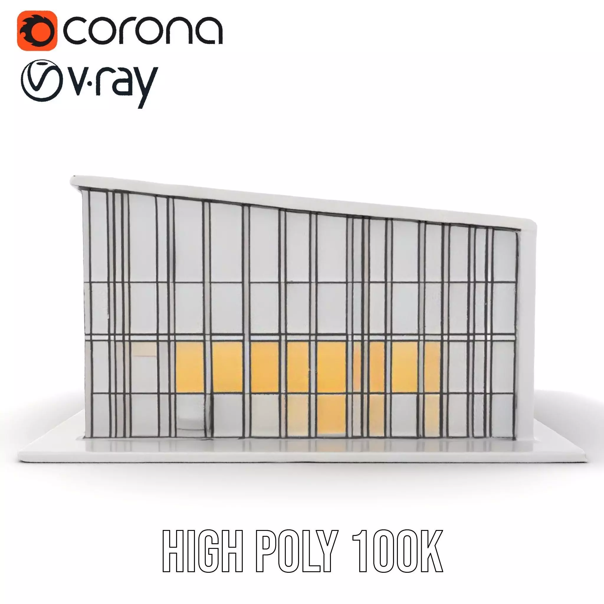 Contemporary Glass Facade model pack Low-poly 3D model_23