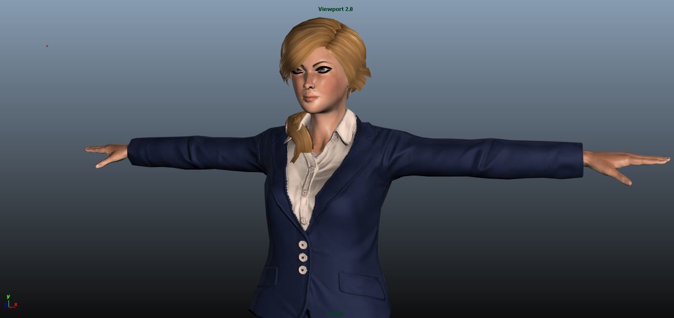 Female Airhostess Low-poly 3D model_1