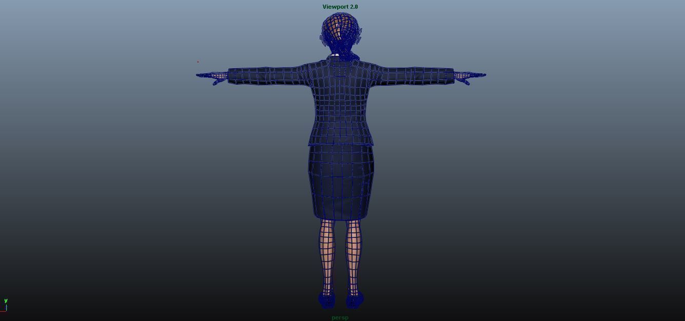 Female Airhostess Low-poly 3D model_9