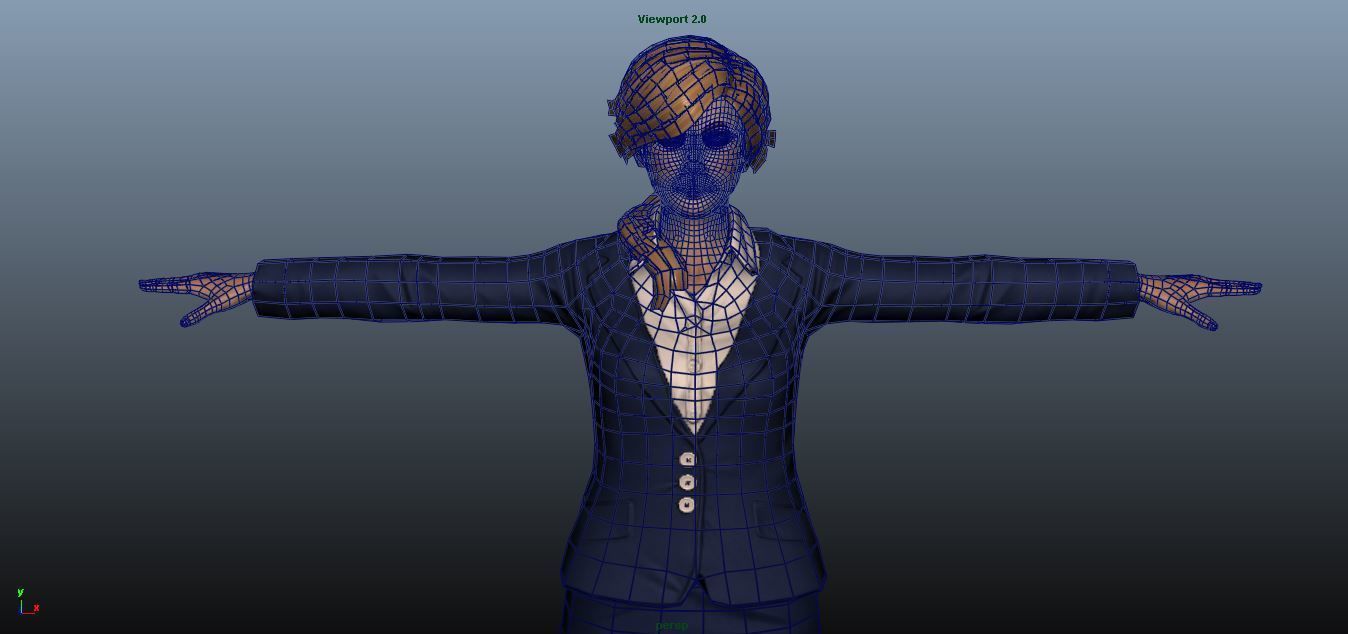 Female Airhostess Low-poly 3D model_8