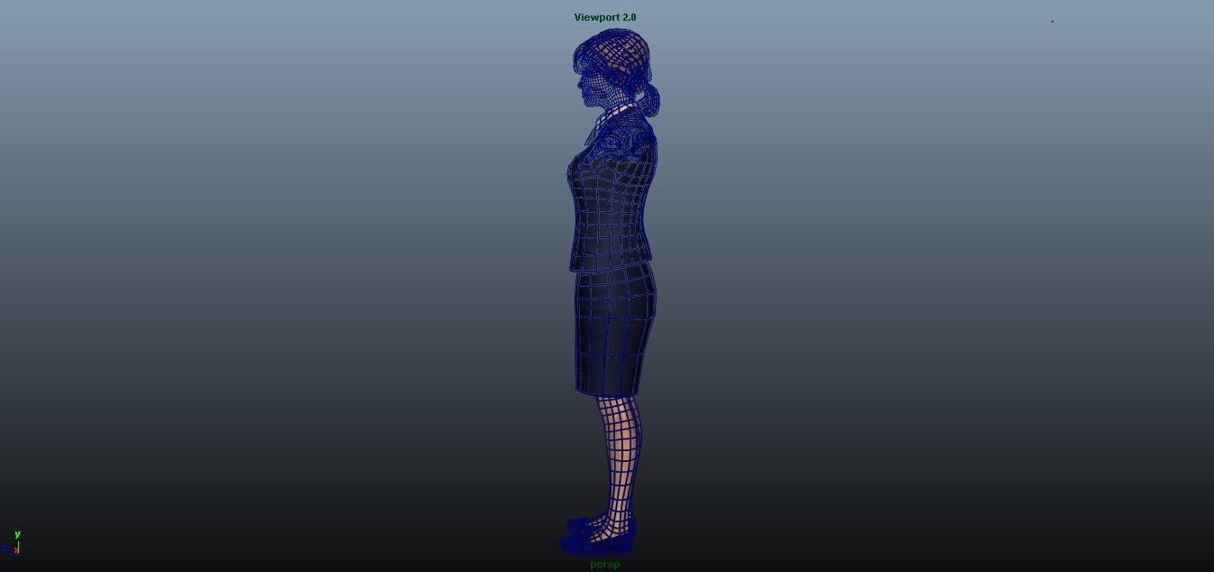 Female Airhostess Low-poly 3D model_10
