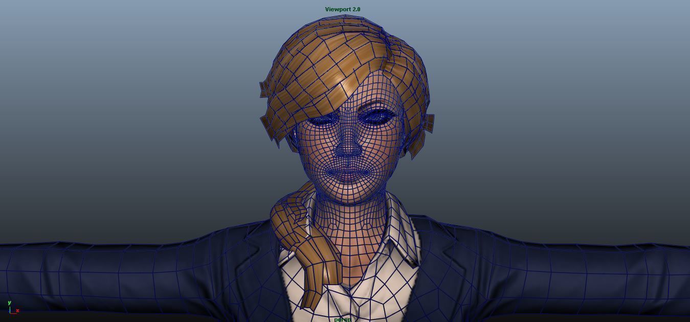 Female Airhostess Low-poly 3D model_3