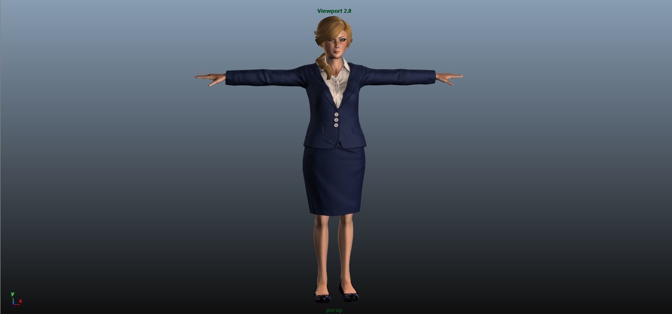 Female Airhostess Low-poly 3D model_4