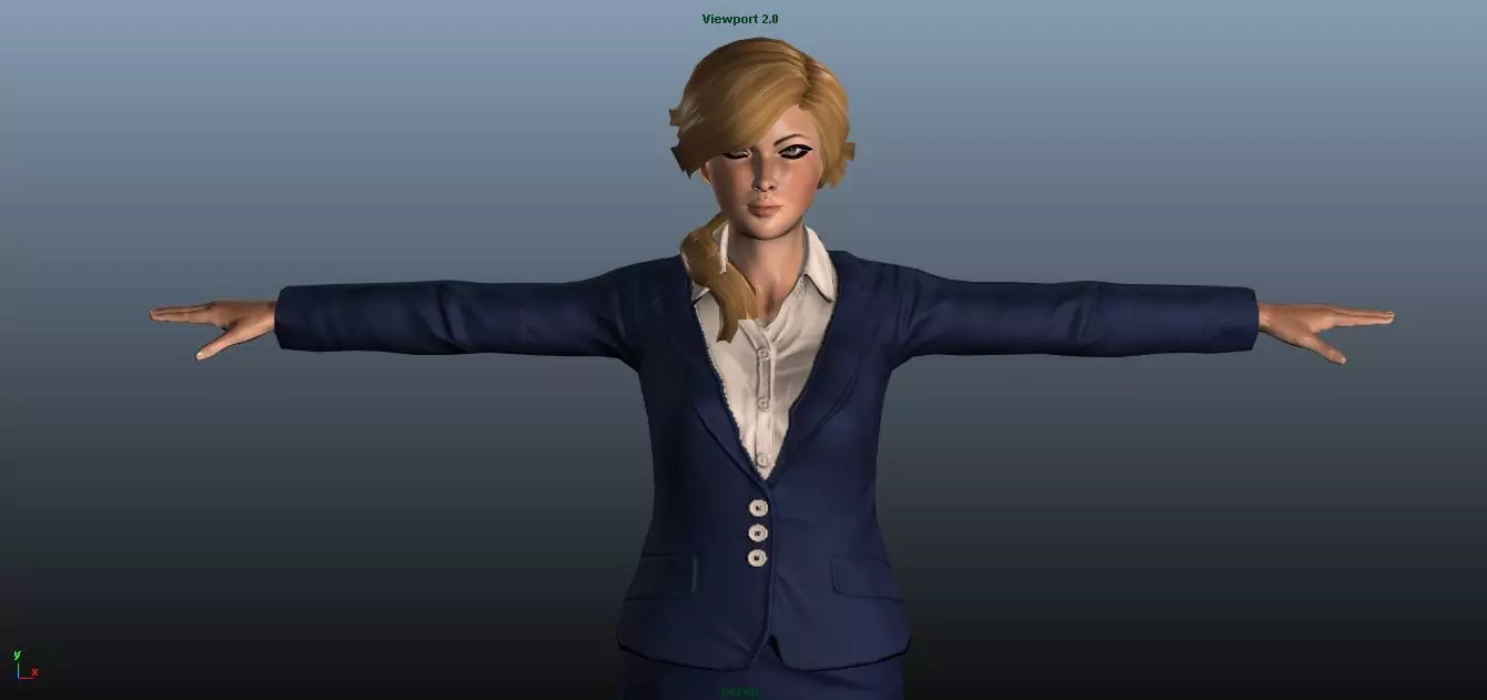 Female Airhostess Low-poly 3D model_0