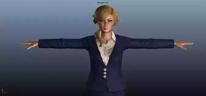 Female Airhostess Low-poly 3D model