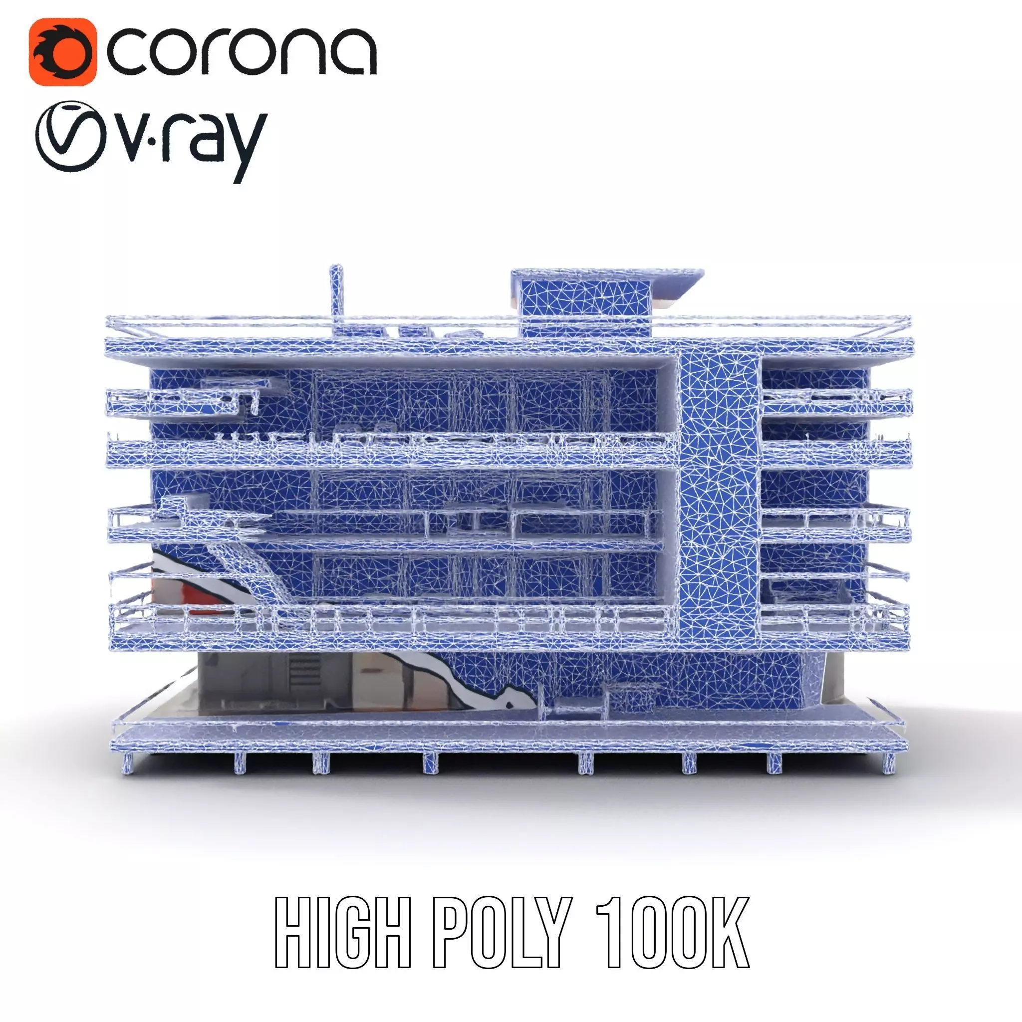 Modern Red Office Building model pack Low-poly 3D model_31