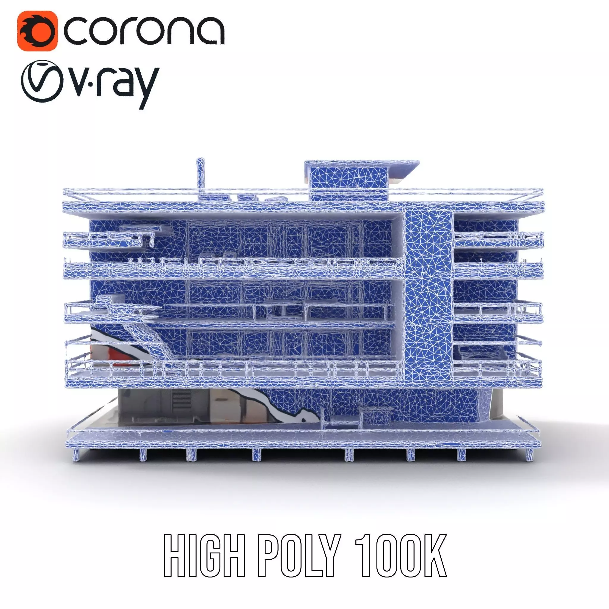 Modern Red Office Building model pack Low-poly 3D model_27