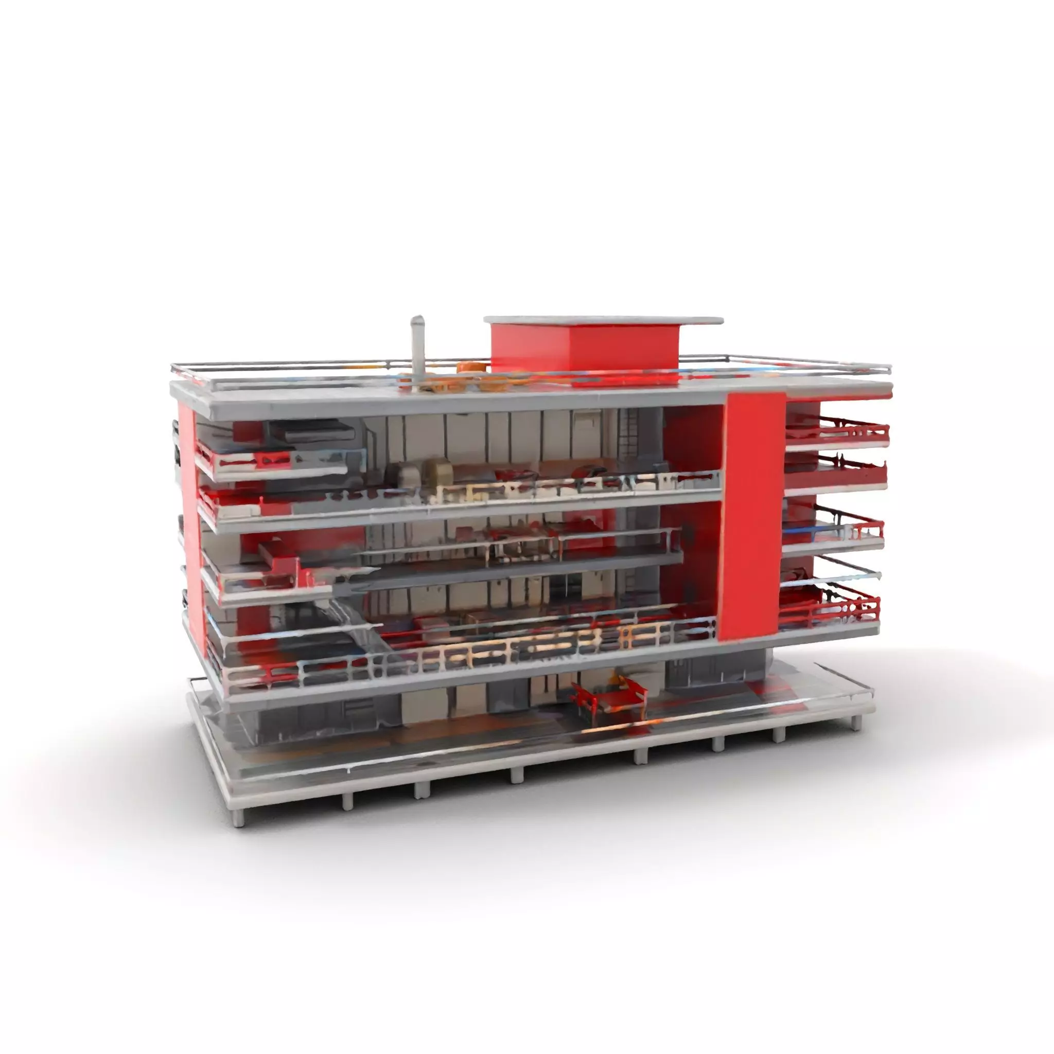 Modern Red Office Building model pack Low-poly 3D model_18