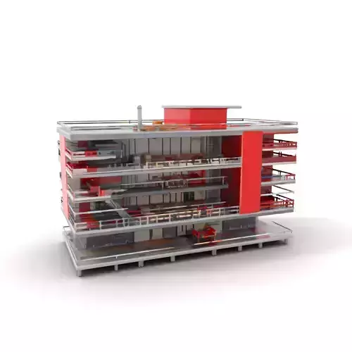 Modern Red Office Building model pack Low-poly 3D model