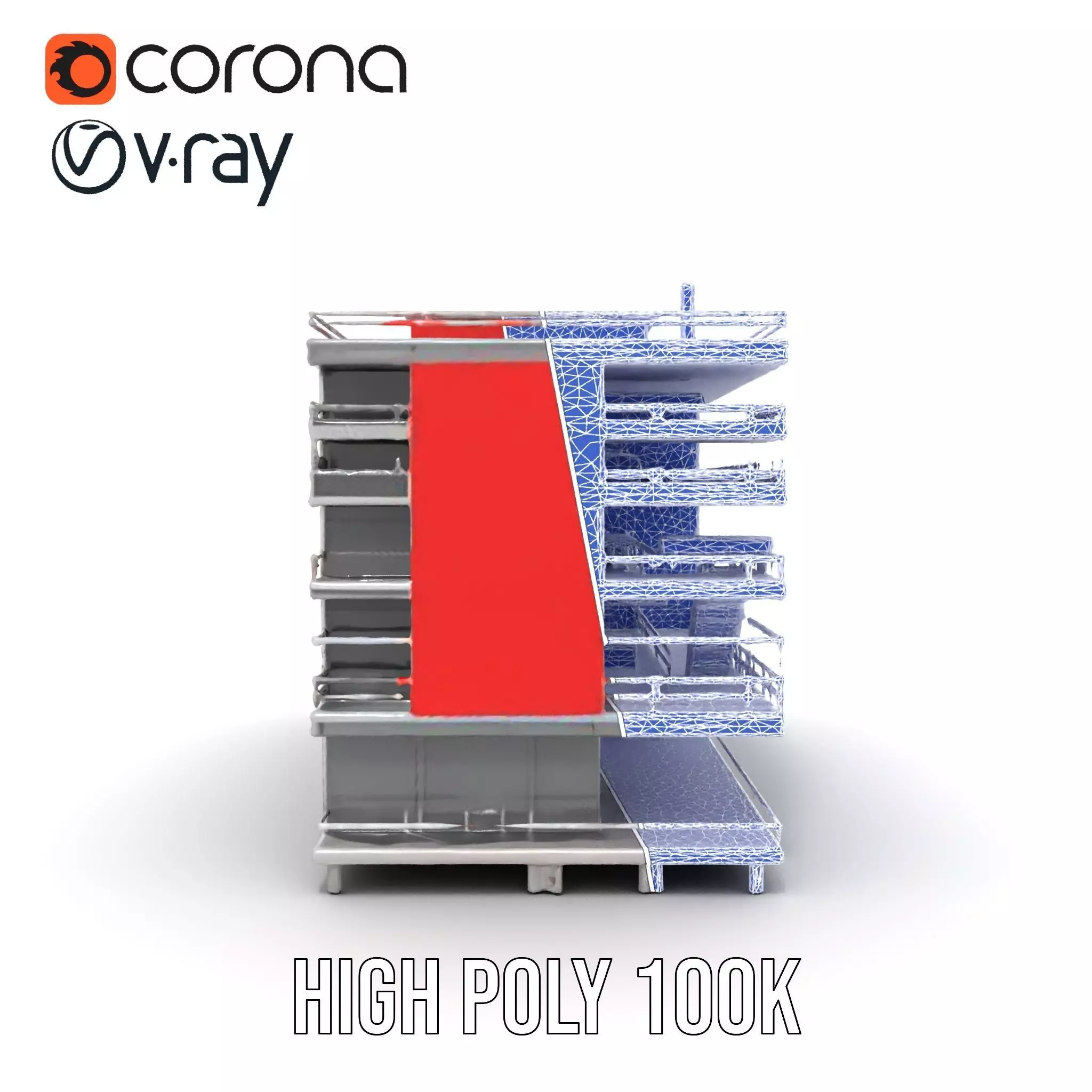 Modern Red Office Building model pack Low-poly 3D model_33