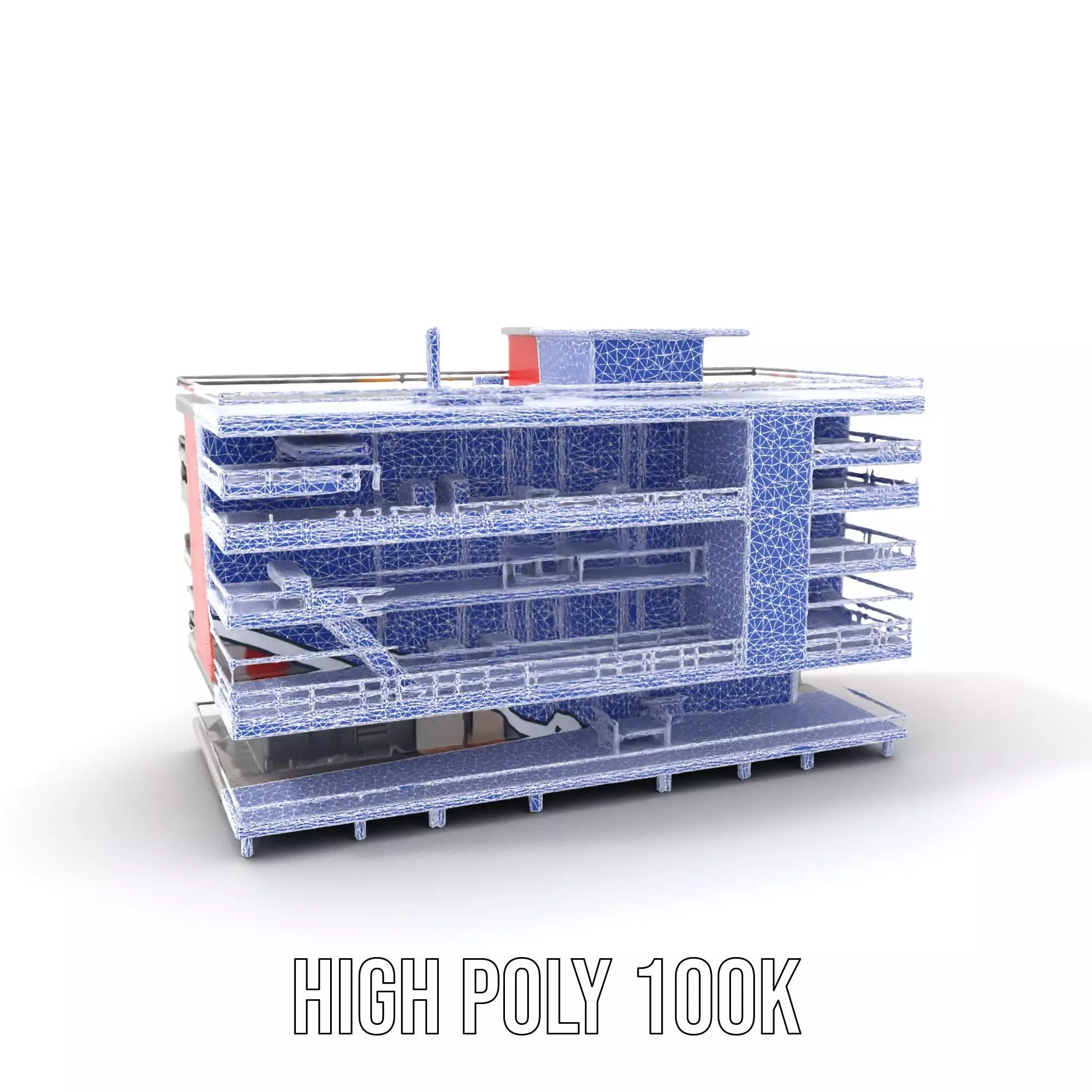 Modern Red Office Building model pack Low-poly 3D model_4