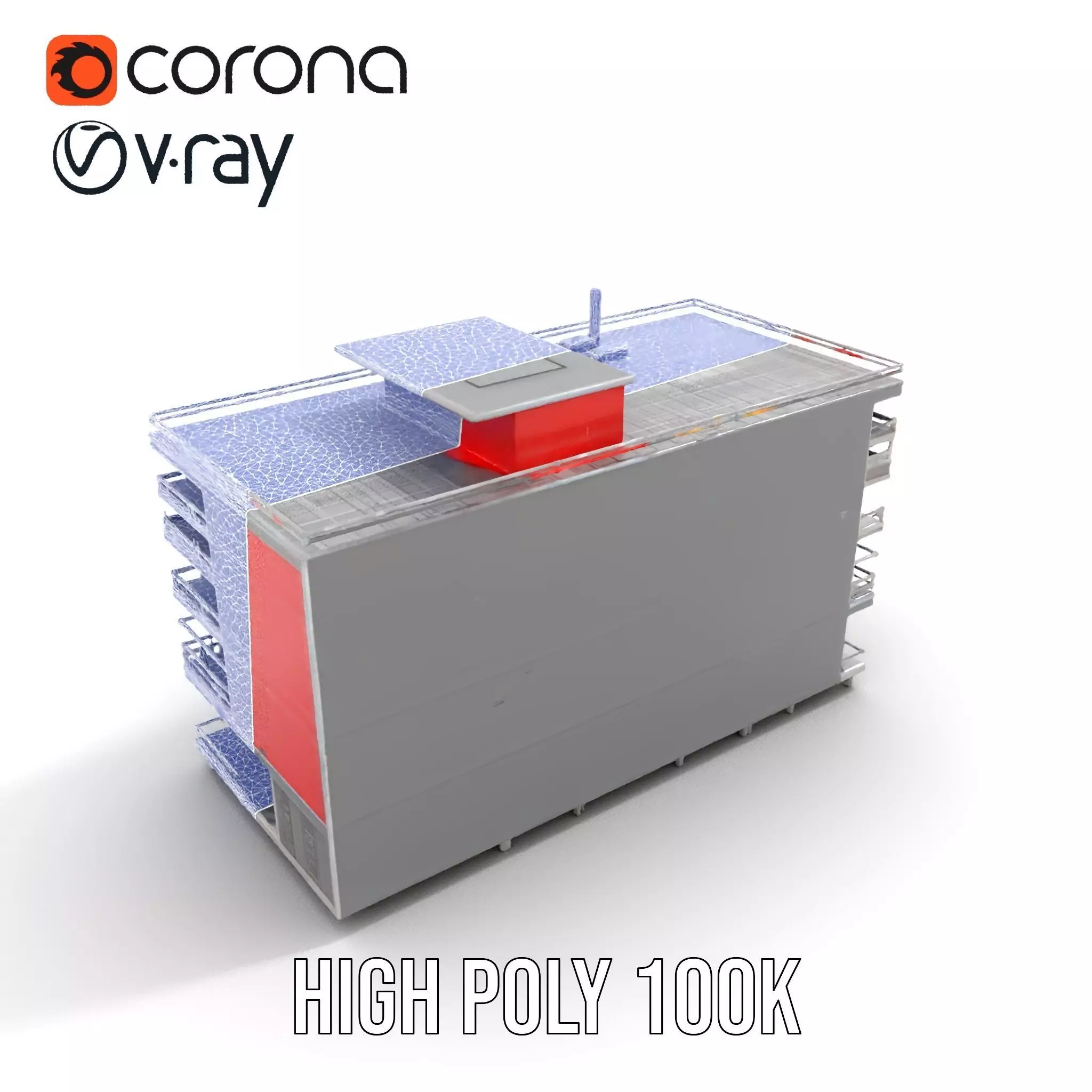 Modern Red Office Building model pack Low-poly 3D model_26