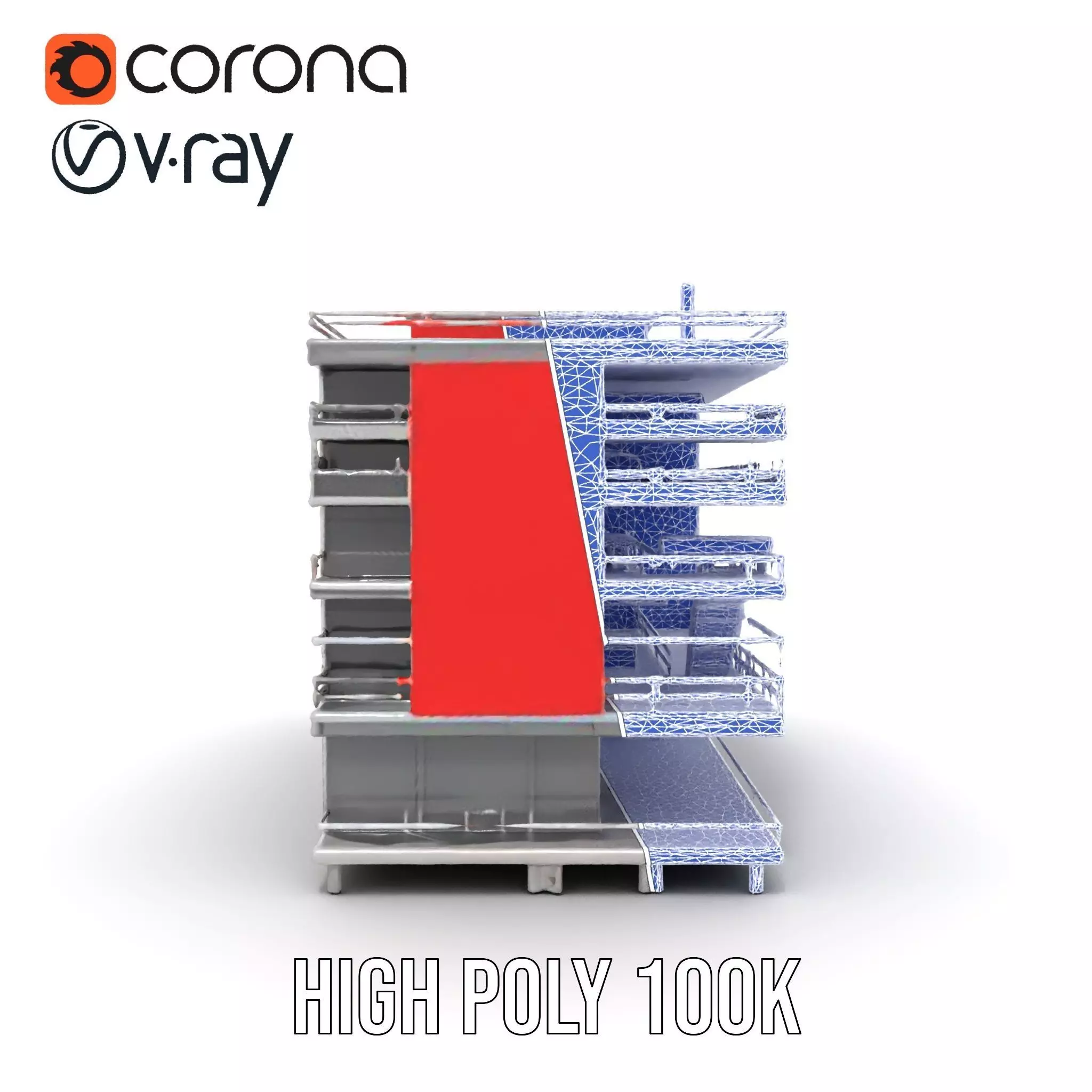 Modern Red Office Building model pack Low-poly 3D model_30