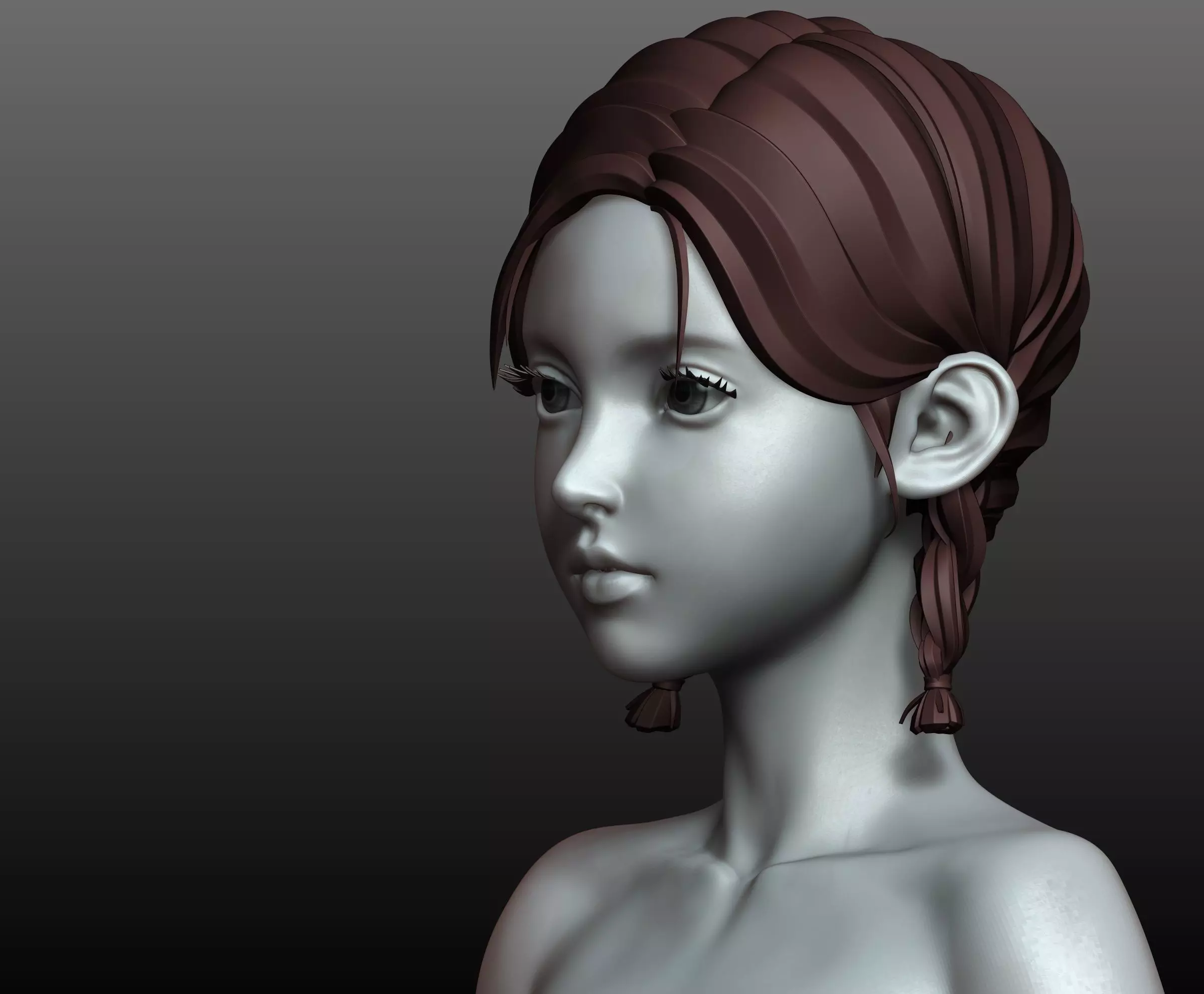 V4 Highpoly and Lowpoly Fantasy mature woman female Base mesh  3D model_5