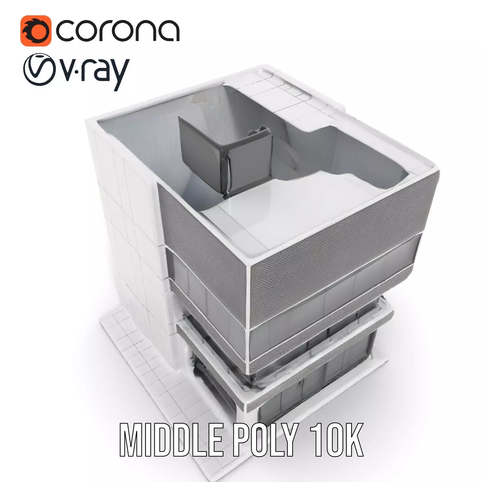 Modern Office Building model pack Low-poly 3D model_11
