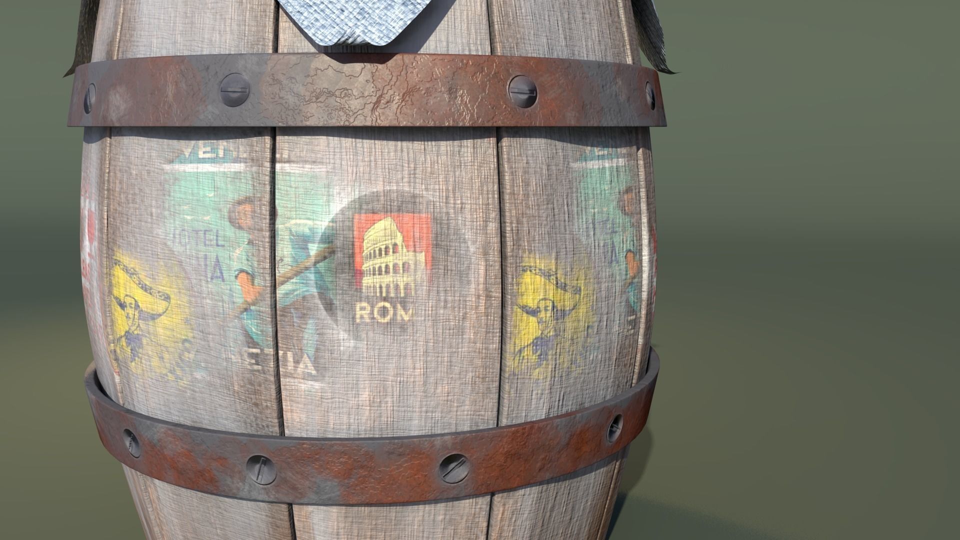 Decorative Travelers Barrel Table Free 3D model_2