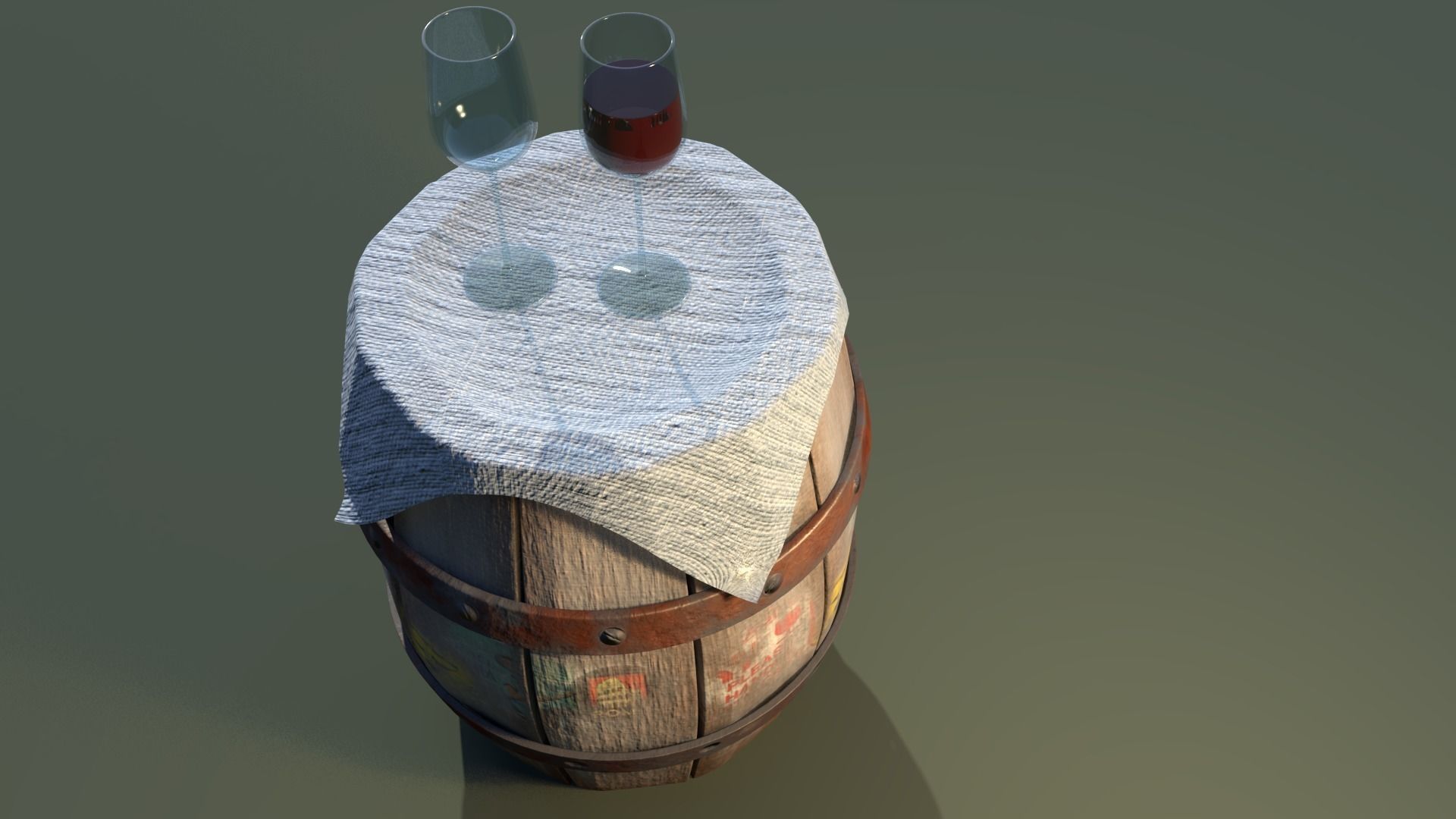 Decorative Travelers Barrel Table Free 3D model_0