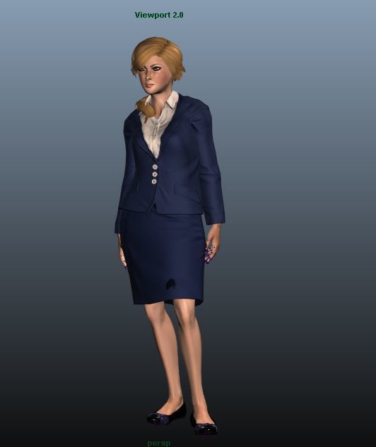 Female Airhostess - Animated Low-poly 3D model_1