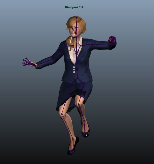 Female Airhostess - Animated Low-poly 3D model_3