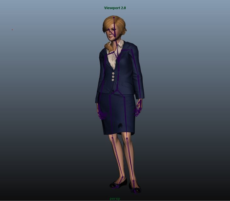Female Airhostess - Animated Low-poly 3D model_2