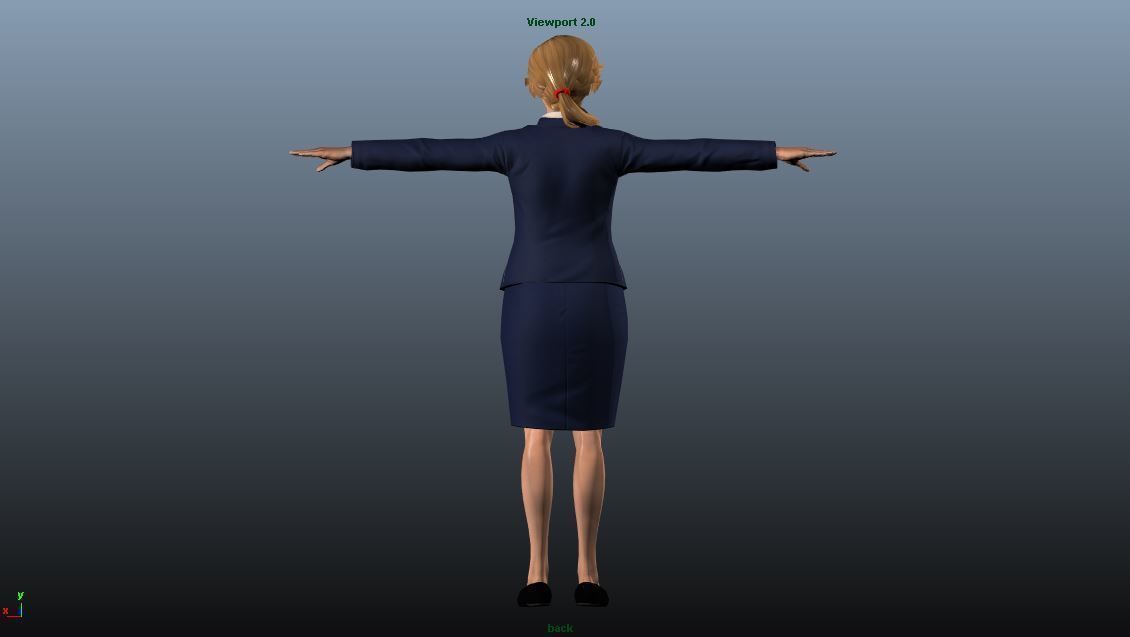 Female Airhostess - Animated Low-poly 3D model_11