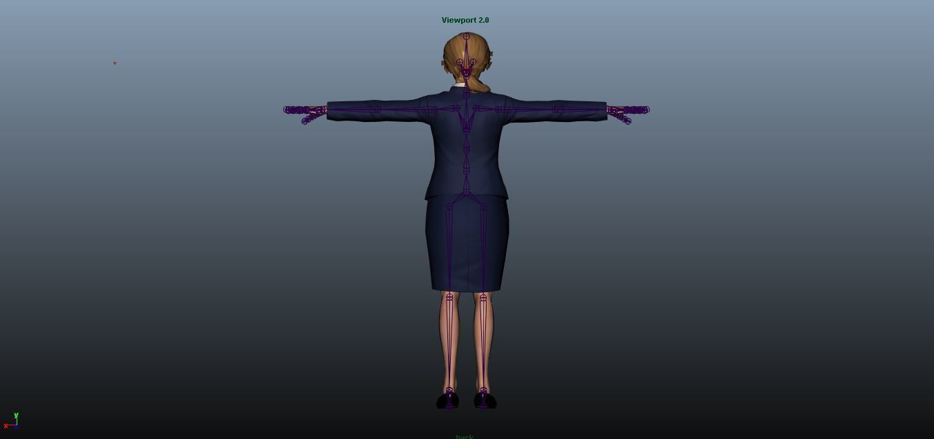 Female Airhostess - Animated Low-poly 3D model_15