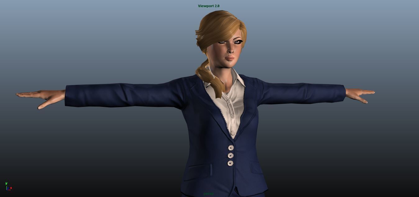 Female Airhostess - Animated Low-poly 3D model_8