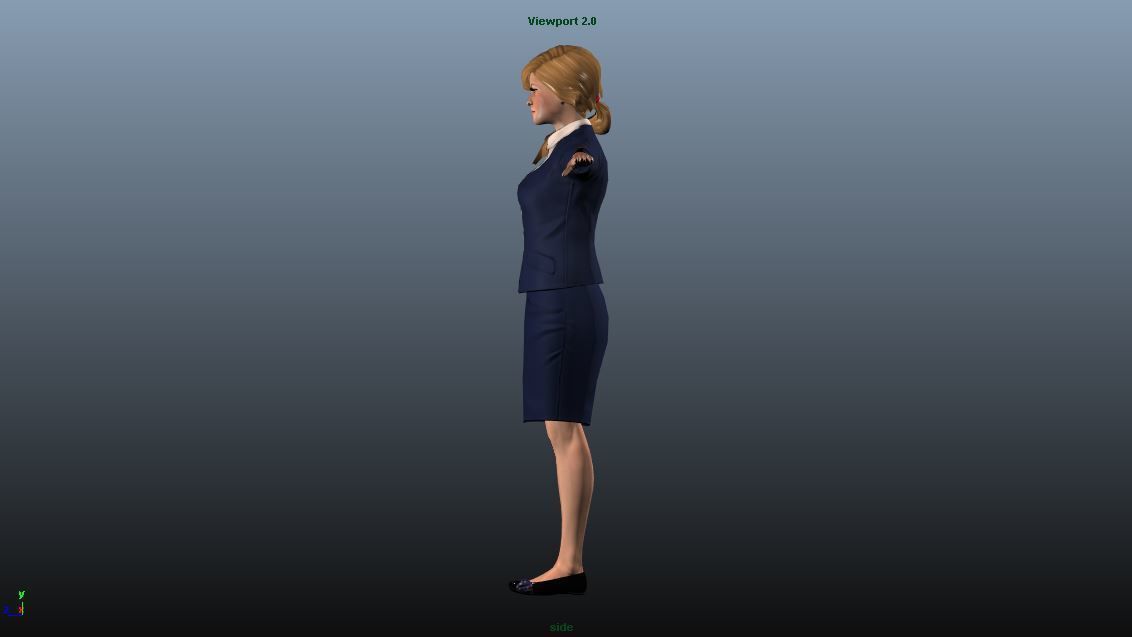 Female Airhostess - Animated Low-poly 3D model_10