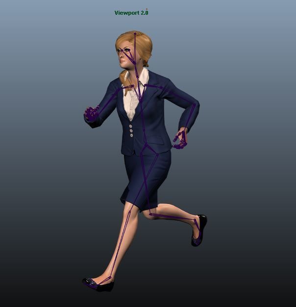 Female Airhostess - Animated Low-poly 3D model_5