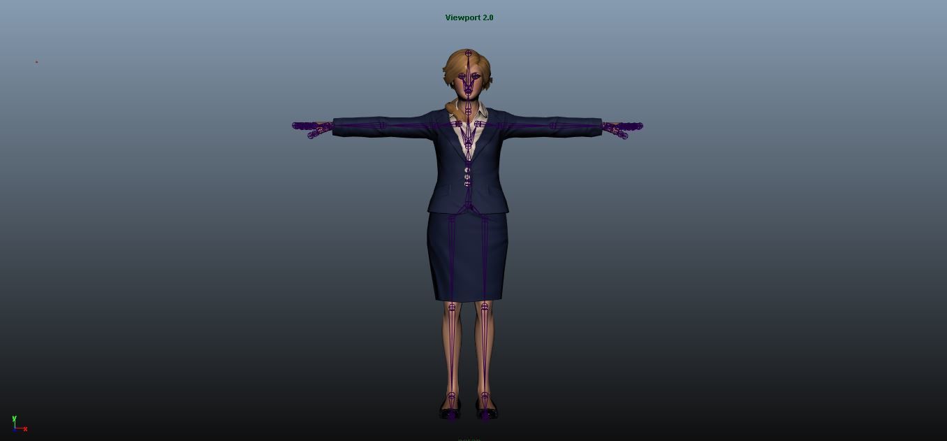 Female Airhostess - Animated Low-poly 3D model_14