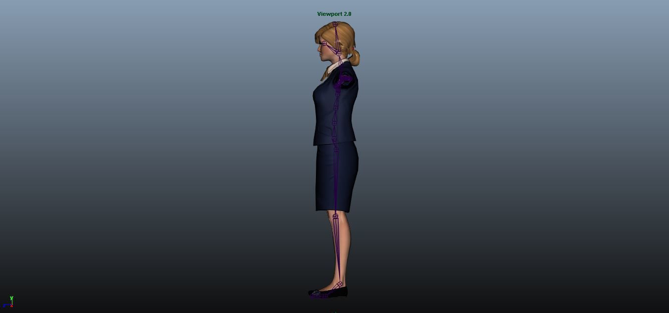 Female Airhostess - Animated Low-poly 3D model_16