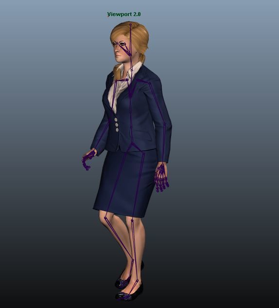 Female Airhostess - Animated Low-poly 3D model_6