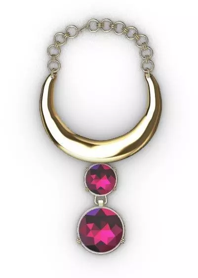 Gold Pendant with Red Gemstones Luxury Jewelry 3D Model 3D model_1