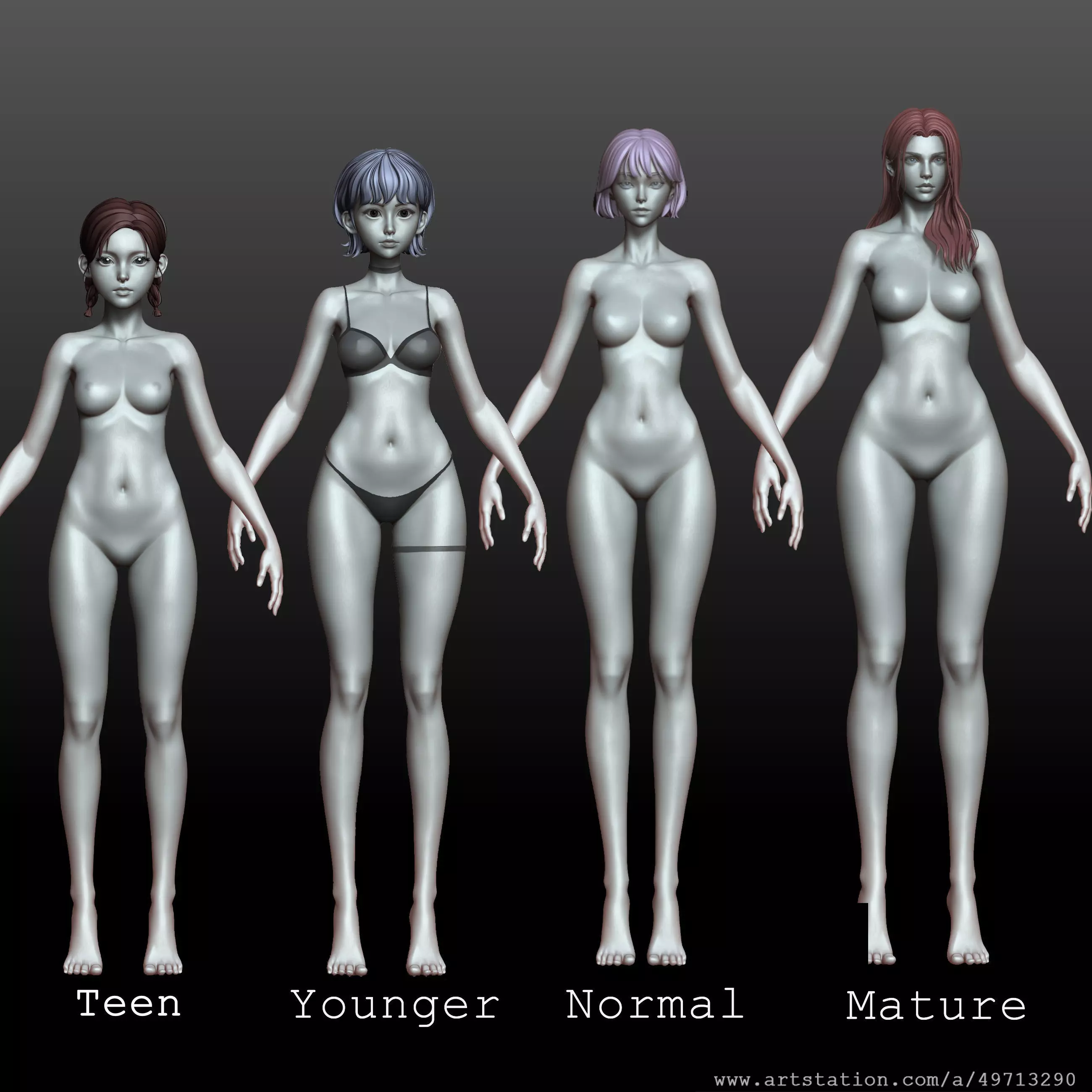 v1 v2 v3 v4 female basemesh anatomy highpoly 3D Model Collection_0