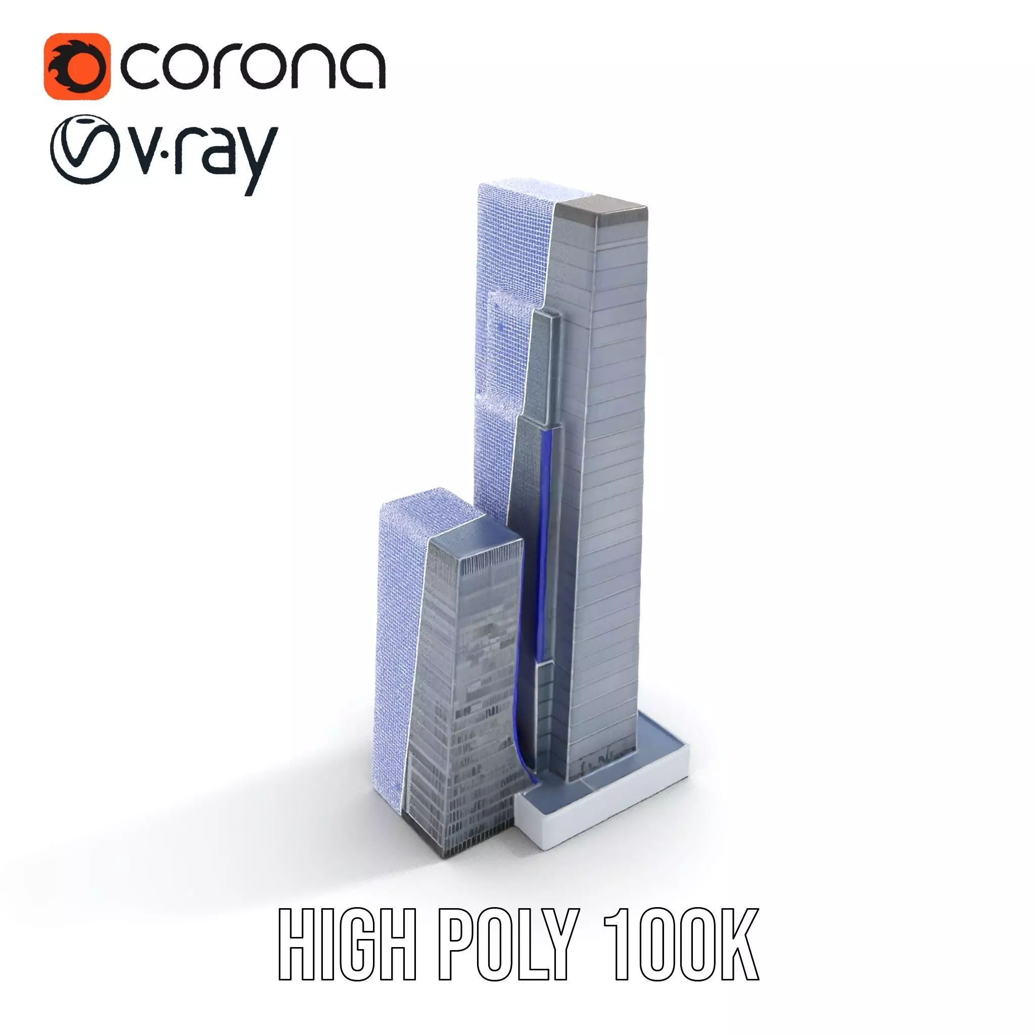 Modern Glass Skyscraper model pack Low-poly 3D model_31