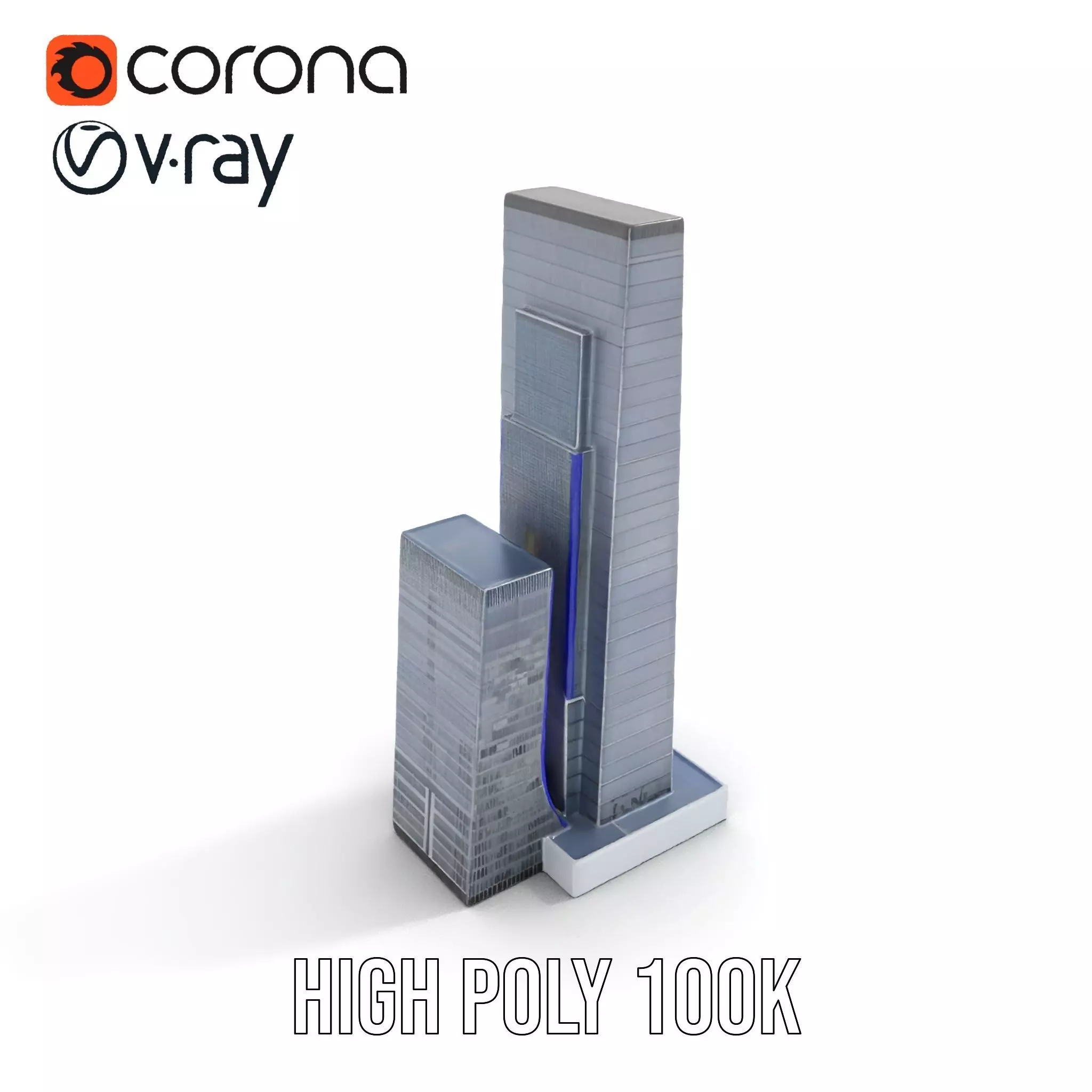 Modern Glass Skyscraper model pack Low-poly 3D model_15