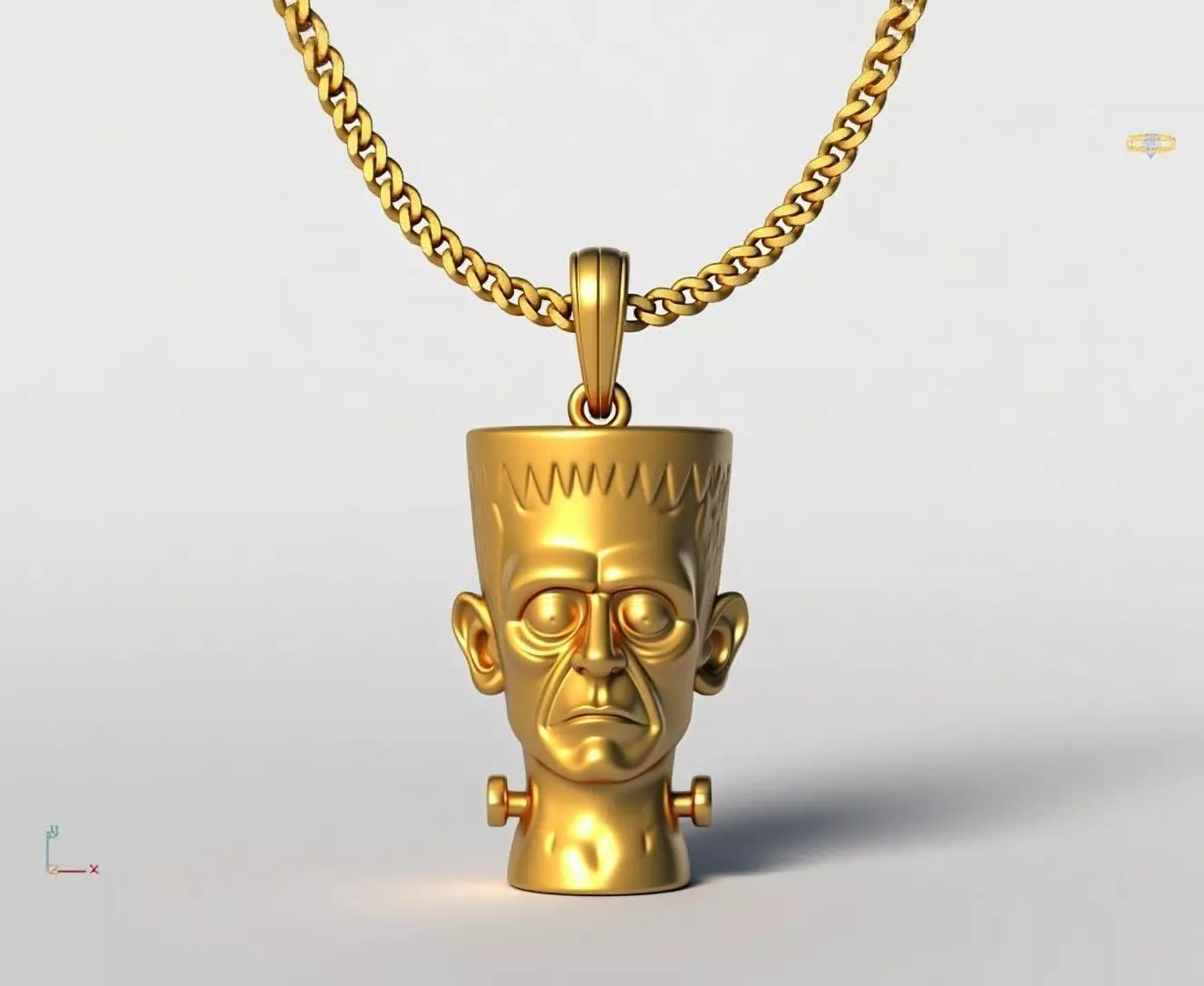 frankenstein pendant charms - one inch pendant 3D print model_0