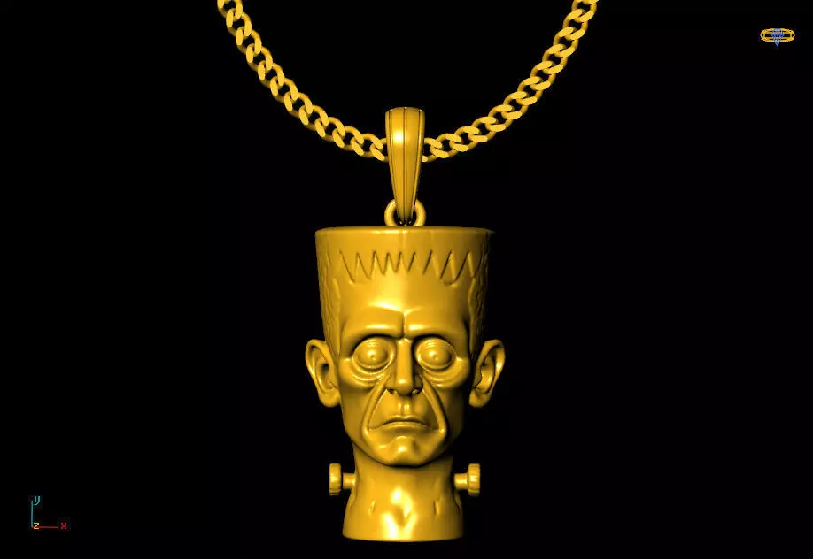 frankenstein pendant charms - one inch pendant 3D print model_1