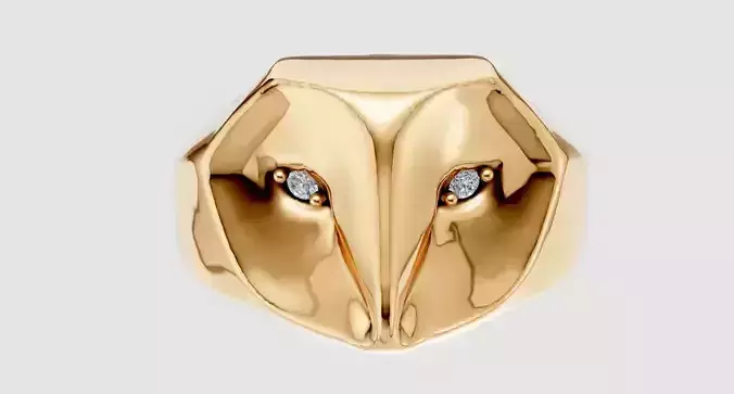 Owl Head Diamond Ring
