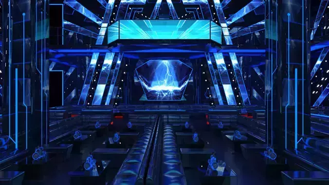 nightclub interior of with neon lights 