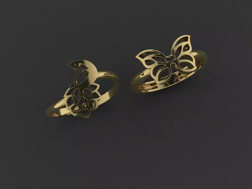 A number of gold rings 3D print model_6