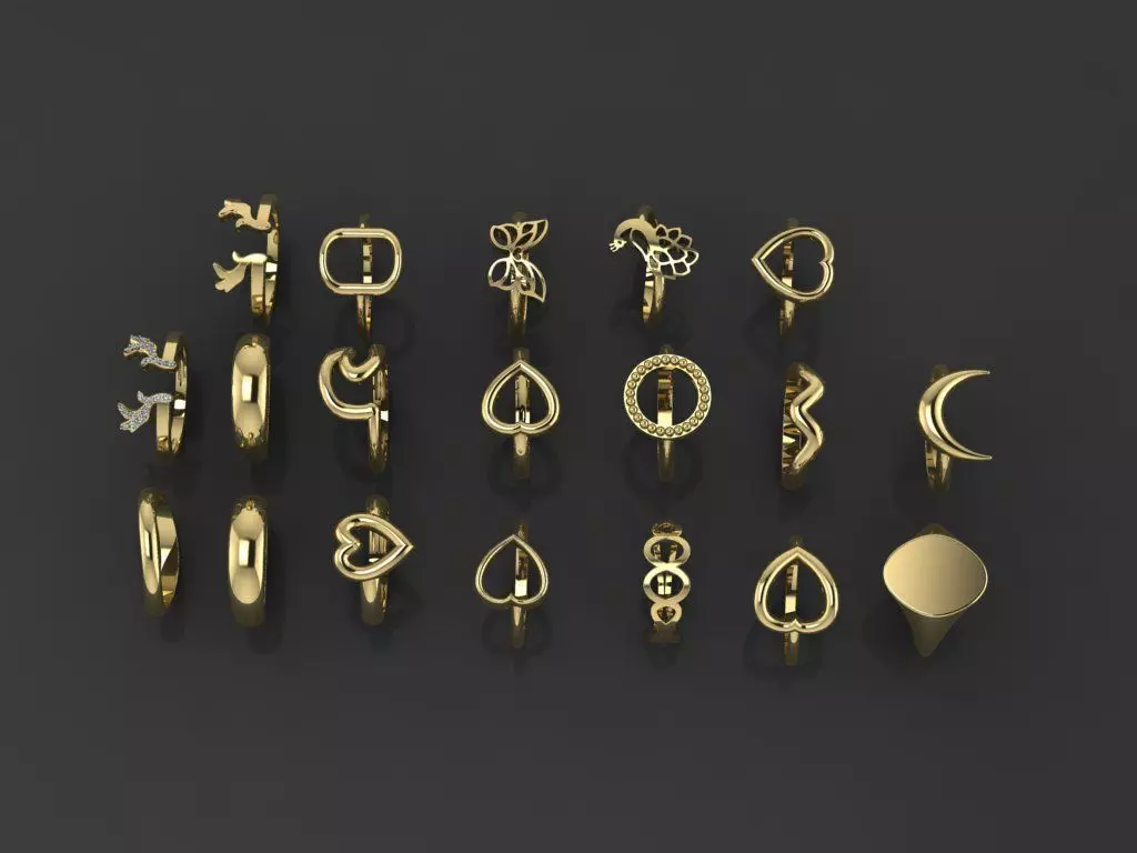 A number of gold rings 3D print model_3
