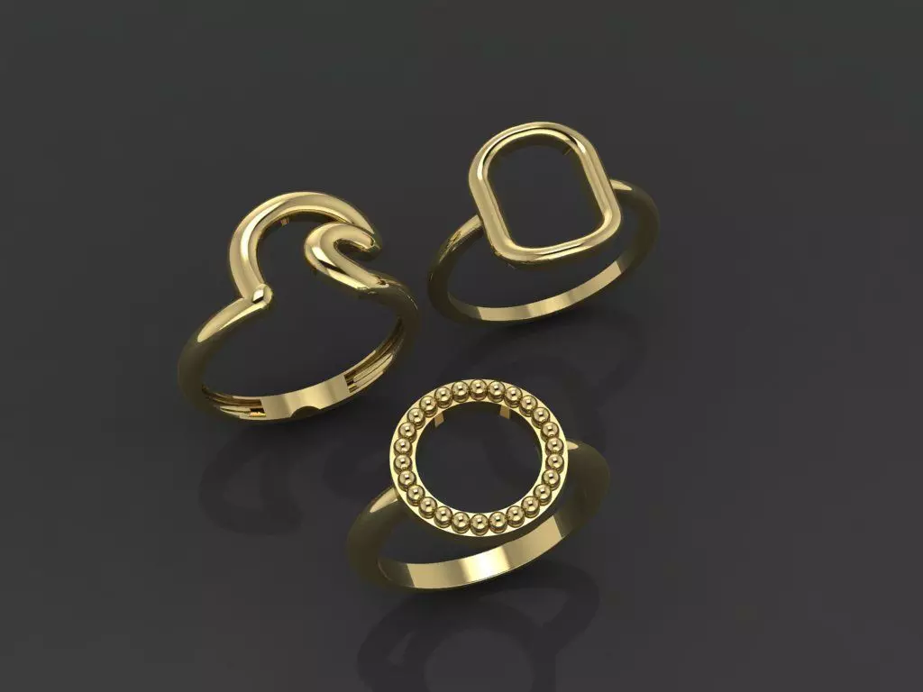 A number of gold rings 3D print model_9