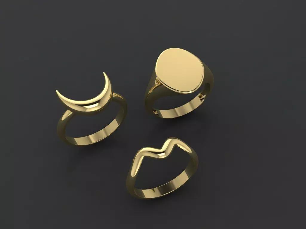 A number of gold rings 3D print model_8