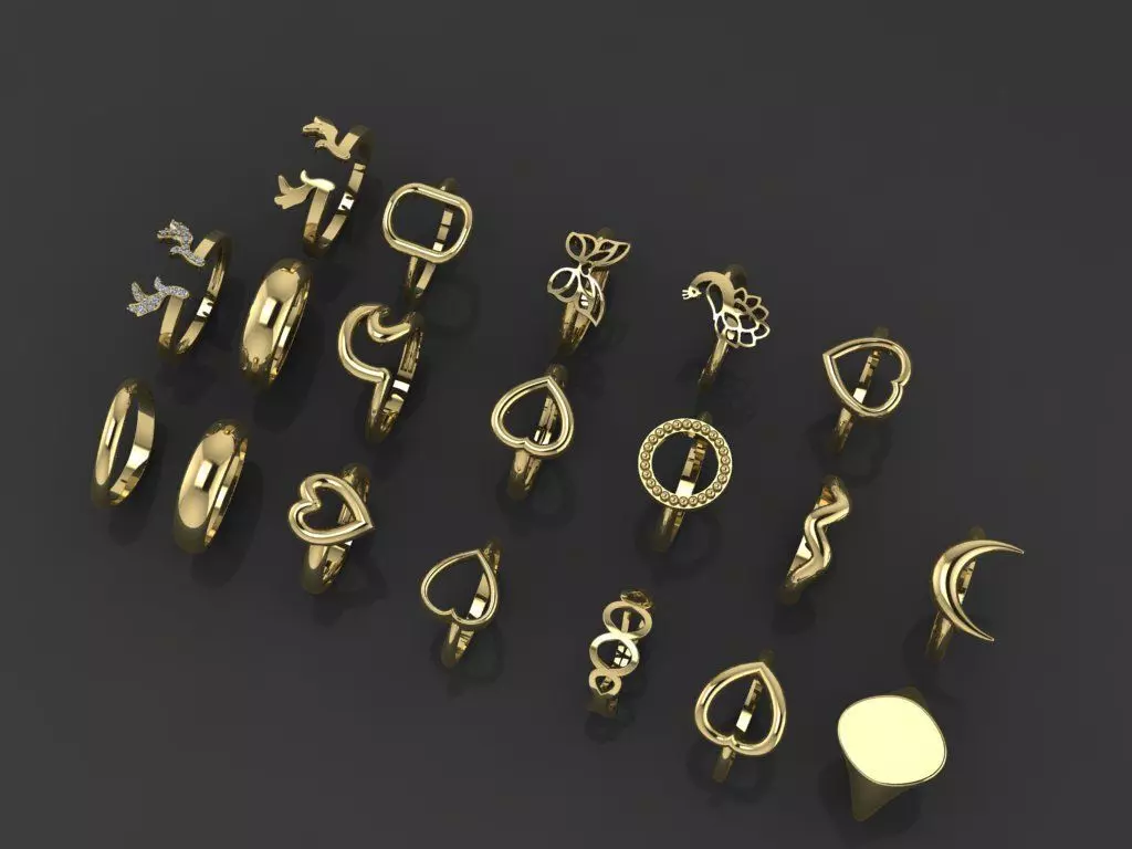 A number of gold rings 3D print model_0