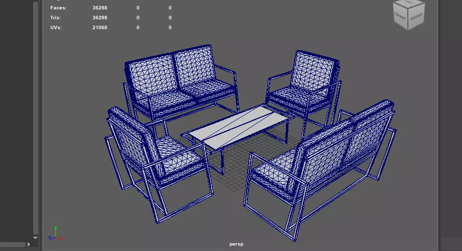 sofa and table 3D model_15