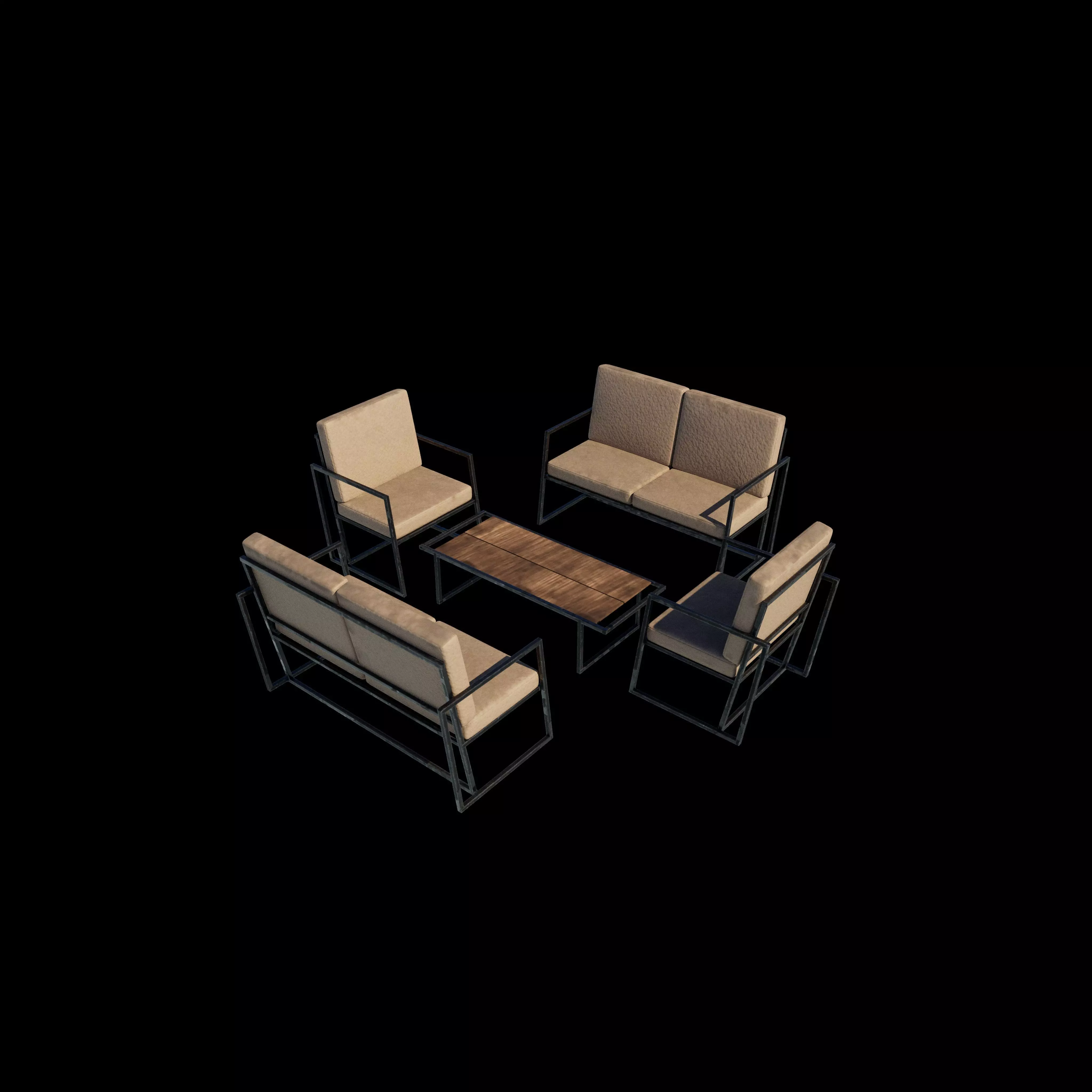 sofa and table 3D model_10