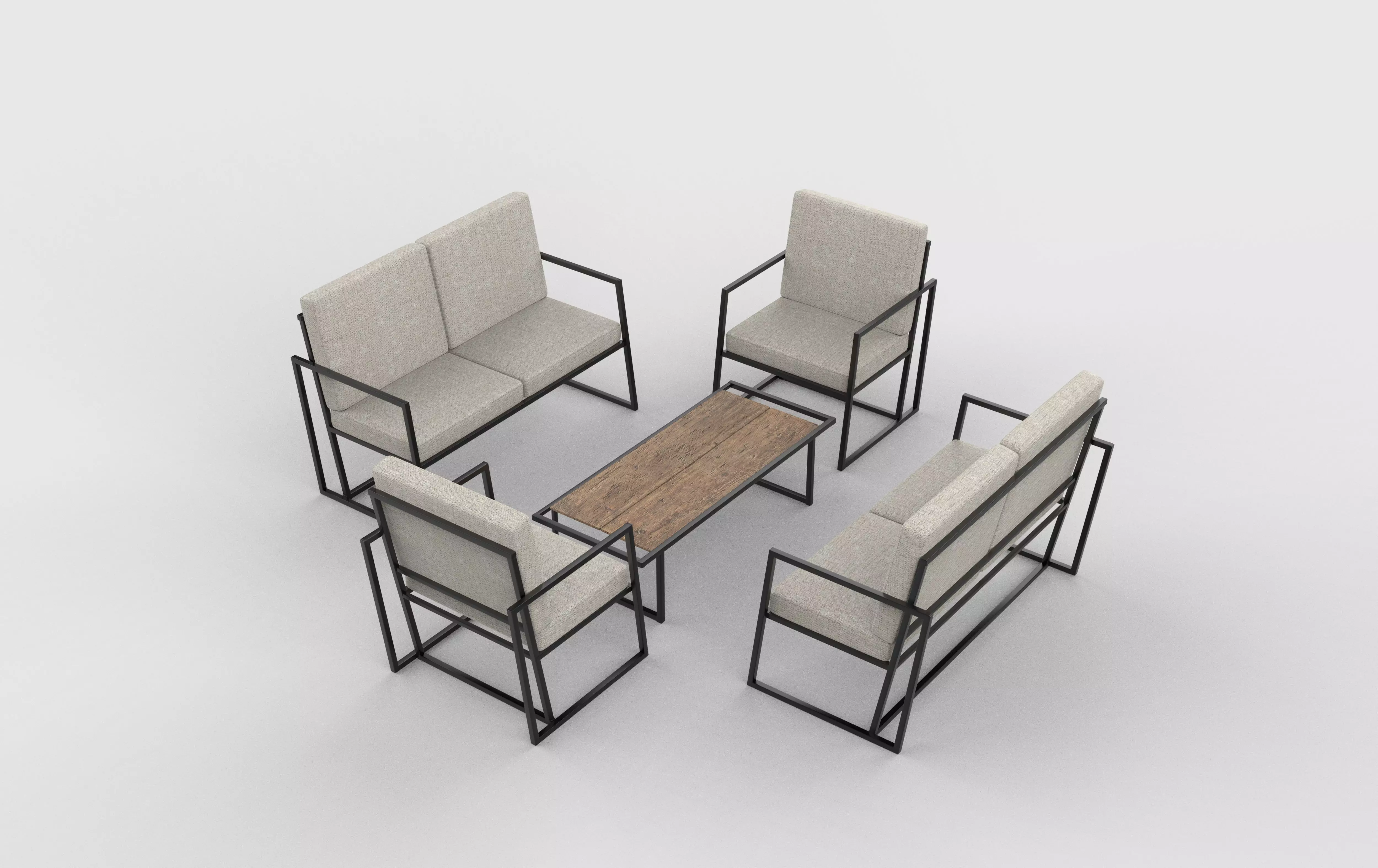 sofa and table 3D model_4