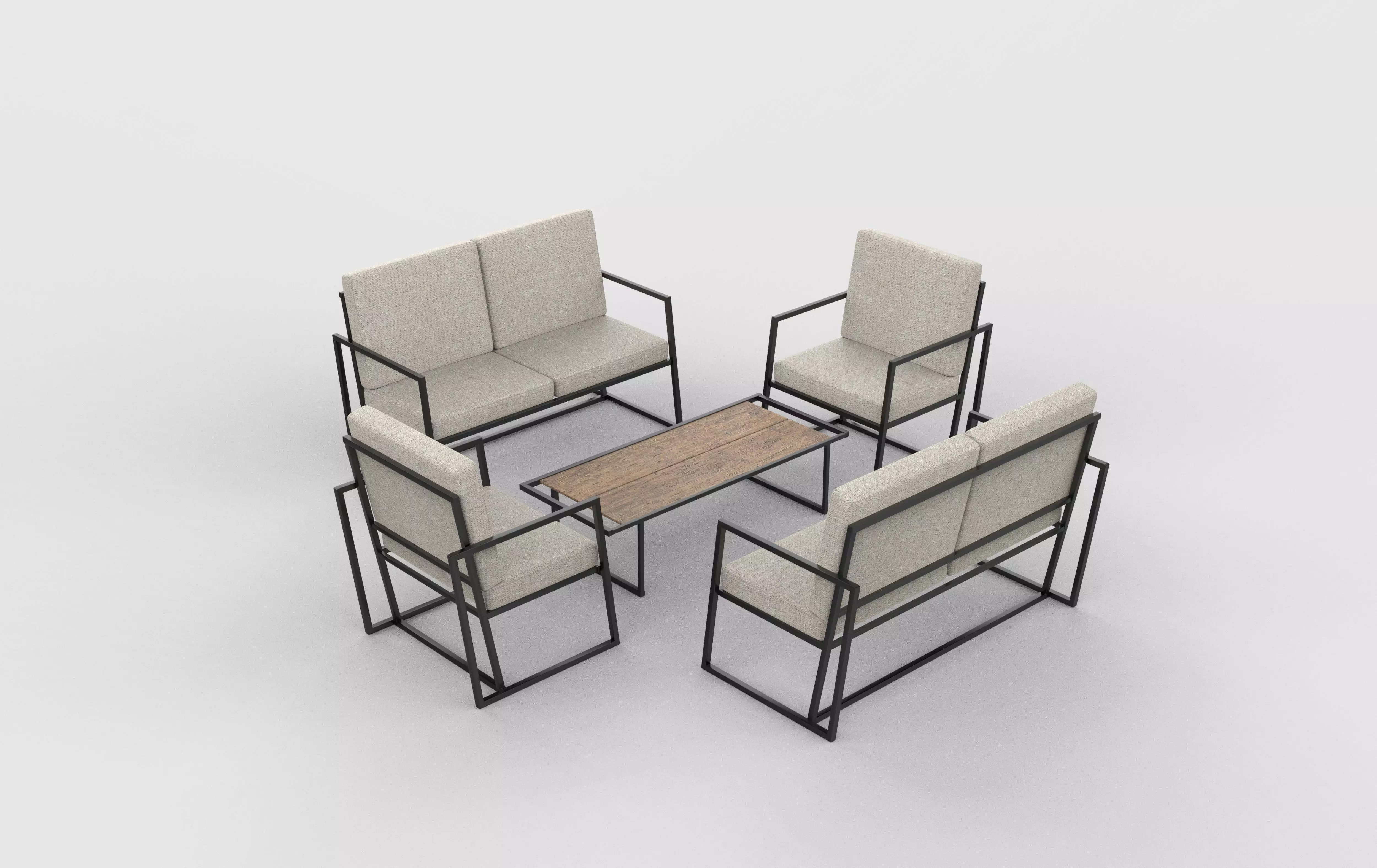 sofa and table 3D model_0